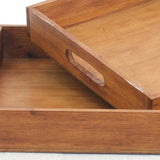 14.5 X 22.5 X 2.5 Brown Country Cottage Wooden Serving Tray 2Pc