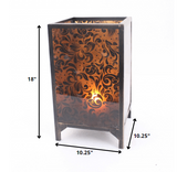 10.25 X 10.25 X 18 Brown Vintage Floral Pattern - Candle Holder