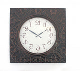 28" Square Brown Glass Analog Wall Clock