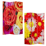 48 X 72 Multi Color Wood Canvas Daisy And Rose Screen