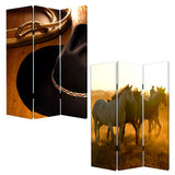 48" X 72" Multi Color Wood Canvas Round Up Screen