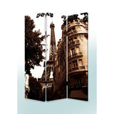 48" X 72" Multi Color Wood Canvas Paris Screen