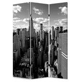 48" X 72" Multi Color Wood Canvas New York Skyline Screen