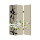 48" X 72" Multi Color Wood Canvas Plum Blossom Screen