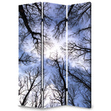 48" X 72" Multi Color Wood Canvas Forest Screen