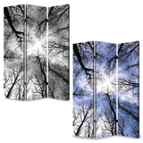 48" X 72" Multi Color Wood Canvas Forest Screen