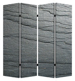 84" X 84" Multi Color Wood Canvas Black Slate Screen