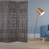 52 X 67 Brown 3 Panel Wood Screen