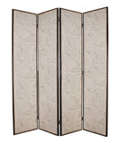 80 X 84 Beige Wood &amp; Fabric Screen