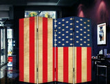 84" X 84" Blue And Red Wood Canvas American Flag Screen