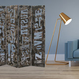60" X 71" Brown Distressed Wooden Screen