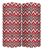 84" X 84" Red And Gray Wood Canvas Screen
