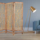60 X 69 Brown 3 Panel Wood Foldable Screen