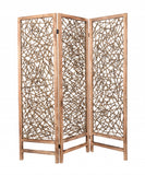 60 X 69 Brown 3 Panel Wood Foldable Screen