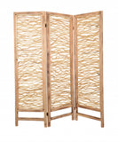 60 X 69 Brown 3 Panel Wood Foldable Screen