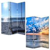 48" X 72" Multi Color Wood Canvas Seaside Serenity Screen