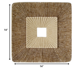 19" X 19" X 2.5" Modern Brown And Gray Ribbed Square Wall Art