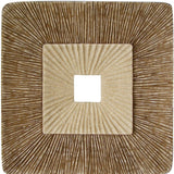 14" X 14" X 2" Brown Concave Square Double Layer Ribbed Wall Plaque Set Of 2