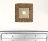 14" X 14" X 2" Brown Concave Square Double Layer Ribbed Wall Plaque Set Of 2