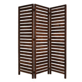 63" X 72" Brown 3 Panel Solid Wood Fortress Screen