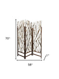 58" X 70" Brown Wood Tree Screen