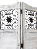 Gray Wash 4 Panel With Scroll Work Room Divider Screen