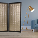 59" X 67" Gold Wood &amp; Fabric Screen