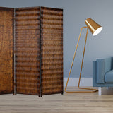 63" X 72" Brown Wood 3 Panel Screen