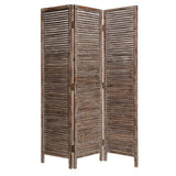 63" X 72" Brown 3 Panel Solid Wood Fortress Screen