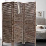 63" X 72" Brown 3 Panel Solid Wood Fortress Screen