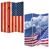 48 X 72 Multi Color Wood Canvas Model American Flag Screen