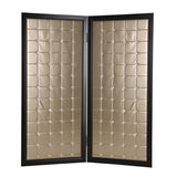 59" X 84" Gold Wood &amp; Fabric Screen