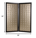 59" X 84" Gold Wood &amp; Fabric Screen