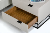 16" Grey Mdf And Metal Nightstand
