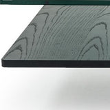 14" Oak Mdf Glass And Veneer Coffee Table