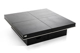 47" Black Faux Croc Lacquered Square Coffee Table