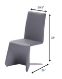 Set Of Two Gray Contemporary Faux Leather Dining Chairs
