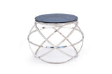 14" Smoked Glass And Stainless Steel End Table