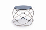 14" Smoked Glass And Stainless Steel End Table