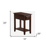 23" White Solid Wood End Table With Drawer And Shelf