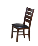 Set Of Two Black Upholstered Faux Leather Slat Back Side Chairs