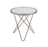 22" Brass And Clear Glass Round End Table
