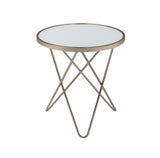 22" Brass And Clear Glass Round End Table