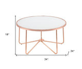 34" X 34" X 18" Frosted Glass And Rose Gold Coffee Table