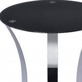 20" Silver And Black Mirrored Round End Table With Shelf