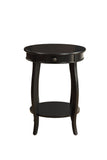 24" Blakc And Black Solid Wood Round End Table With Shelf