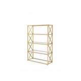 77" Gold Metal and Glass Four Tier Etagere Bookcase