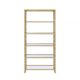 77" Gold Metal and Glass Five Tier Etagere Bookcase