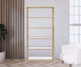 77" Gold Metal and Glass Five Tier Etagere Bookcase