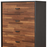 32" Walnut And Espresso Manufactured Wood Five Drawer Chest